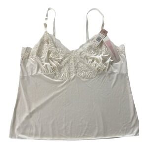 NWT Vintage Shadowline Camisole Slip Top White Lace Trim Sz 42 Made in USA